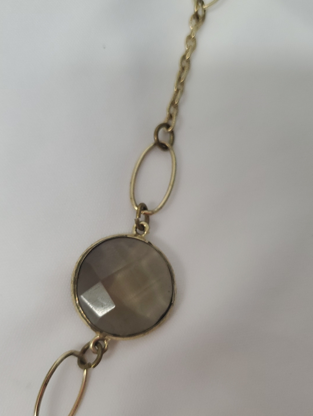 Gold Chain Necklace with Gray Stone Accents